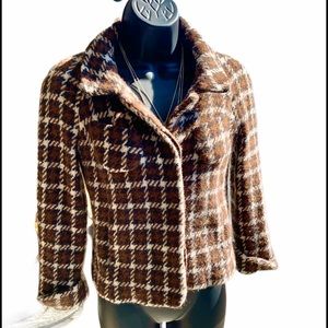 BANANA REPUBLIC Houndstooth Cropped Wool Coat